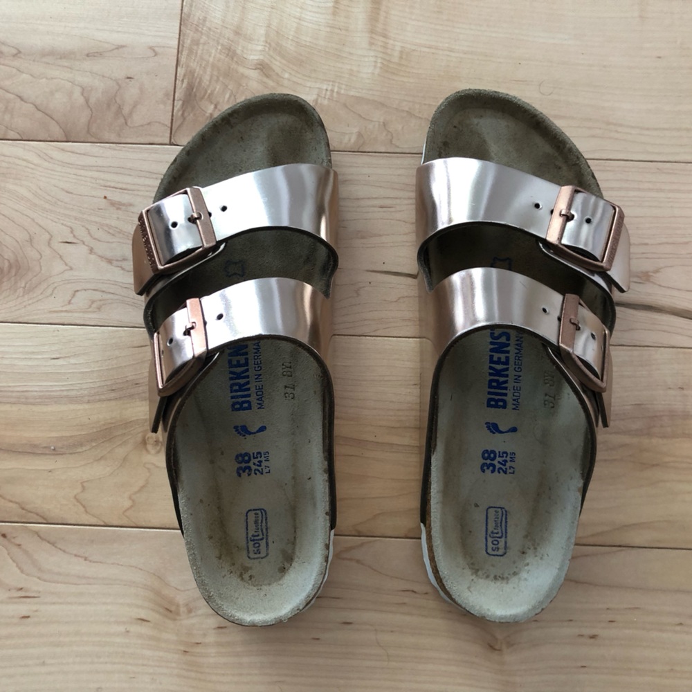 Gold Birkenstocks lightly used